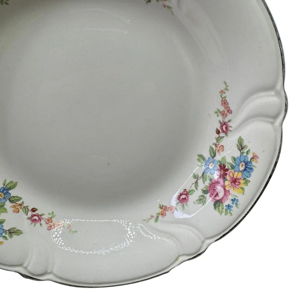 Vintage Taylor Smith Taylor‎ Rose Garden Soup Cereal Bowl Scalloped Edge
